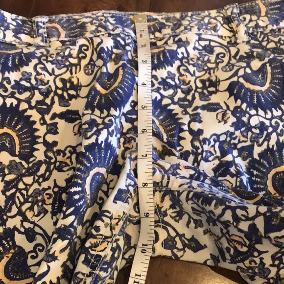 Tory Burch Paisley Blue White and Peach Capris Pants - Picture 12 of 14
